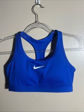 Nike Swoosh Blue Padded Racerback Sports Bra